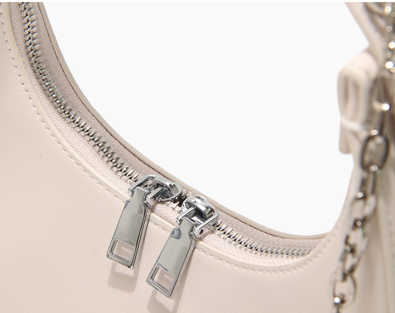 Crescent Leather Handbag in Off White