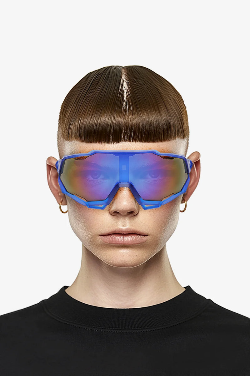 Sports Sunglasses in Translucent Blue Frame with Mercury Lens Lord London