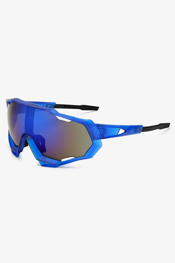 Sports Sunglasses in Translucent Blue Frame with Mercury Lens