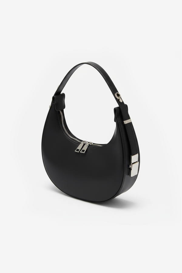 Crescent Leather Handbag in Black