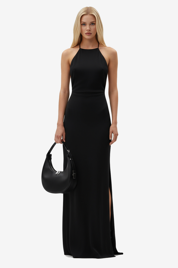 Crescent Leather Handbag in Black