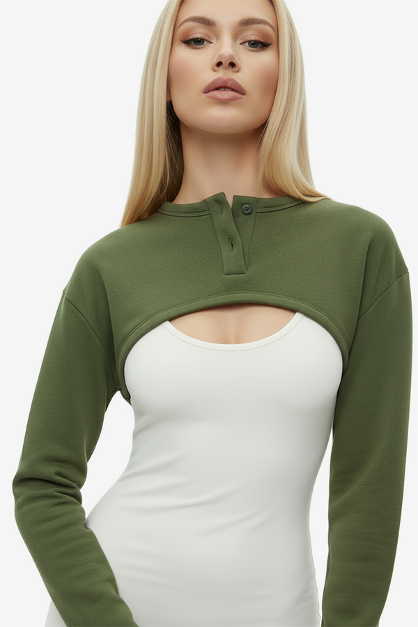 Ultra Cropped Sweater in Forest Green