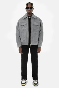 Monaco Suede Jacket in Wolf Grey