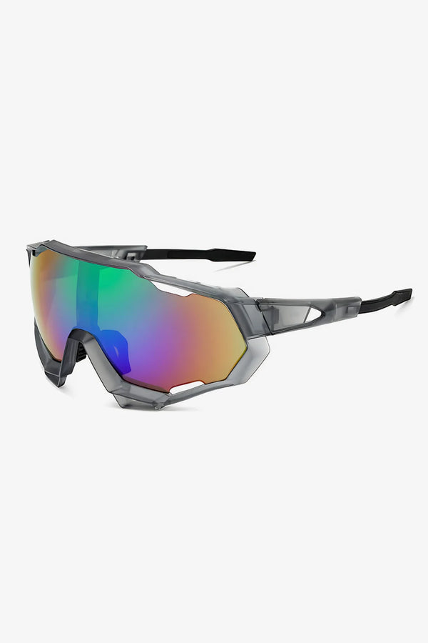 Sports Sunglasses in Translucent Frame with Rainbow lens