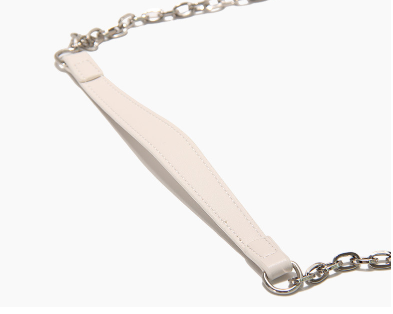 Crescent Leather Handbag in Off White